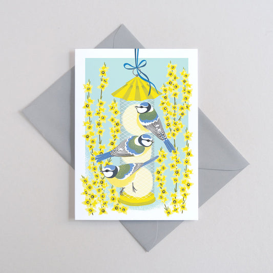 Printer Johnson, Vicki Johnson | Blue Tits & Forsythia, Greeting Card