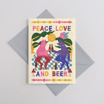 Printer Johnson, Roisin O'Donnell | Peace, Love & Beer, Greeting Card