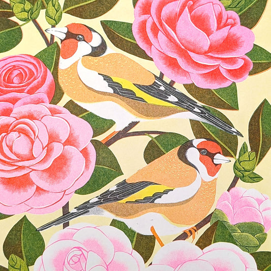 Printer Johnson, Vicki Johnson | Goldfinch & Camellia, Risograph Print, A4