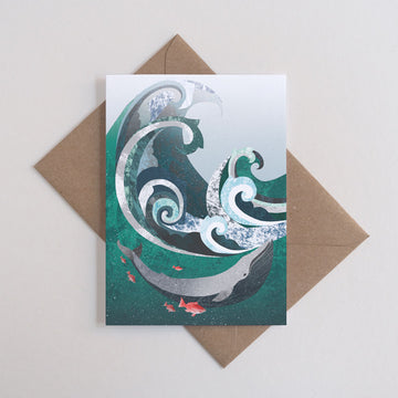 Printer Johnson, Vicki Johnson | Whale & Wave, Greeting Card